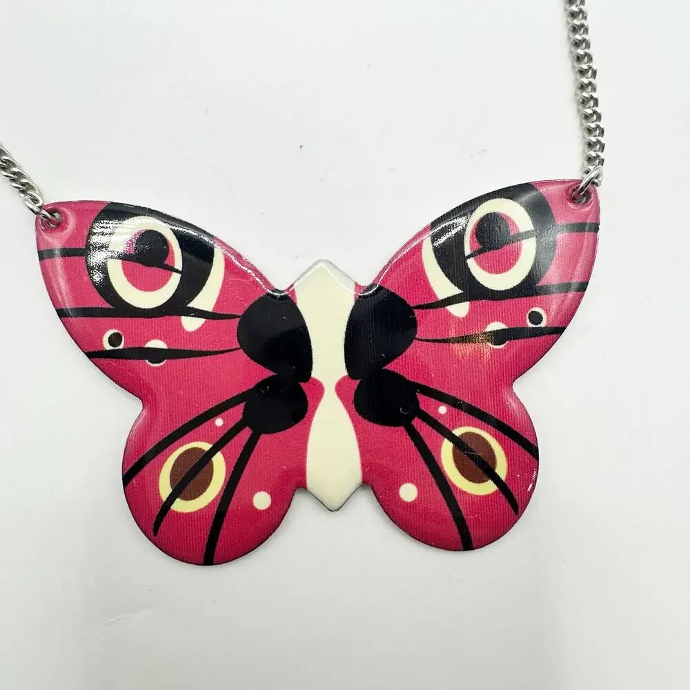 Butterfly Oversized Pink Necklace Boho Bohemian Casual Jewelry